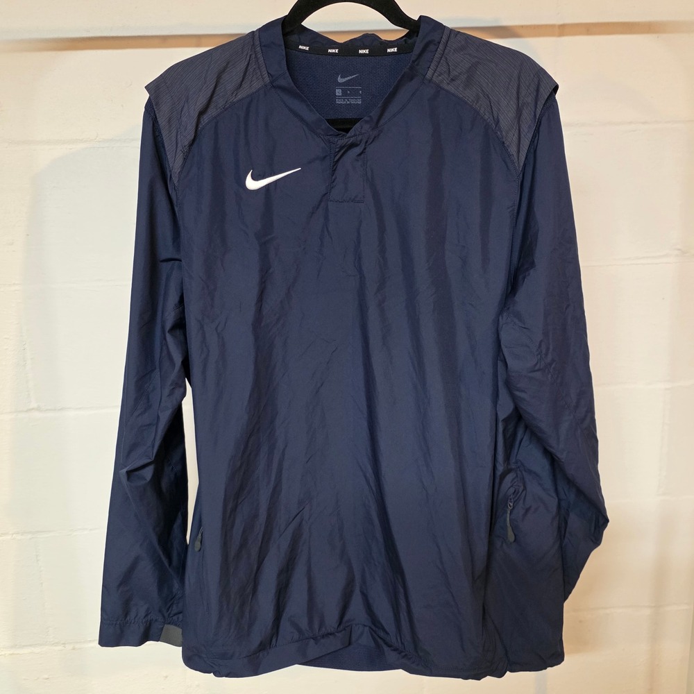 Nike Mens Navy Blue Pullover Windbreaker Jacket Large‎ Embroidered Swoosh
